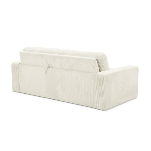 LaMiaSofa 3-zits slaapbank Como - ribfluweel - lichtbeige - 195x100x80