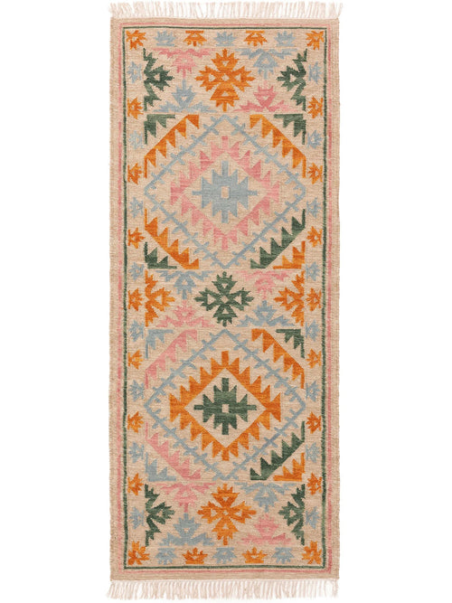 benuta handgeweven kelim Zohra - veelkleurig/beige - 80x200 cm