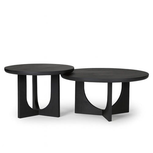 StarFurn Salontafel Guus - Rond Zwart Hout - 80x80x40cm - Set van 2 - vtwonen shop