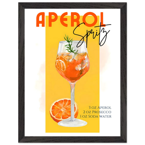 Artfulprints Poster met Lijst Aperol Spritz - Yellow   - 30x40 cm - Geel