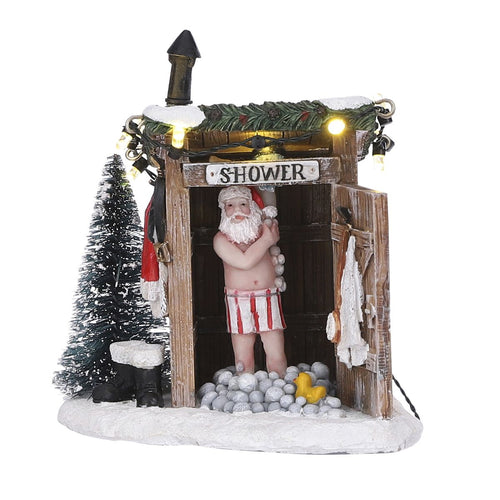 Luville Kerstdorp Miniatuur Naakte Kerstman - Kerstversiering voor je Kerstdorp - Kerst Decoratie voor Binnen - Guirlande met Lampjes en Warm Witte
