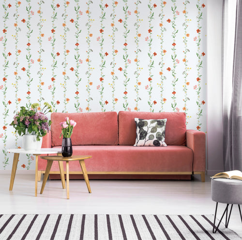 Sanders & Sanders behang bloemen oranje, groen en wit - 53 cm x 10 m - 640174