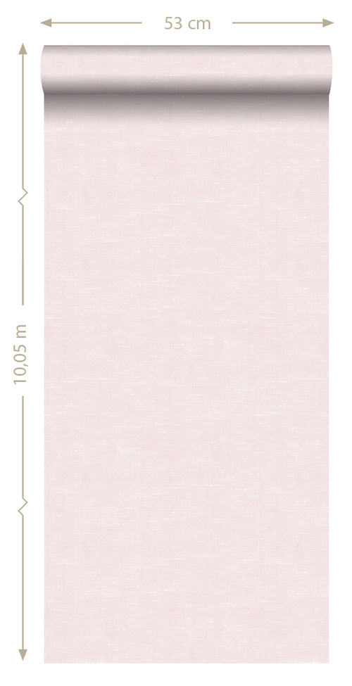 ESTAhome behang effen linnenstructuur licht roze - 53 cm x 10.05 m - 148692