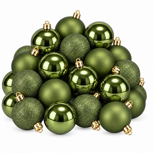 Mica Decorations Kerstballen Set Onbreekbaar Donkergroen 27 stuks - Kerstballenset voor Kerstboom - Kunststof Kerstballen Diameter 8 cm - Geschikt
