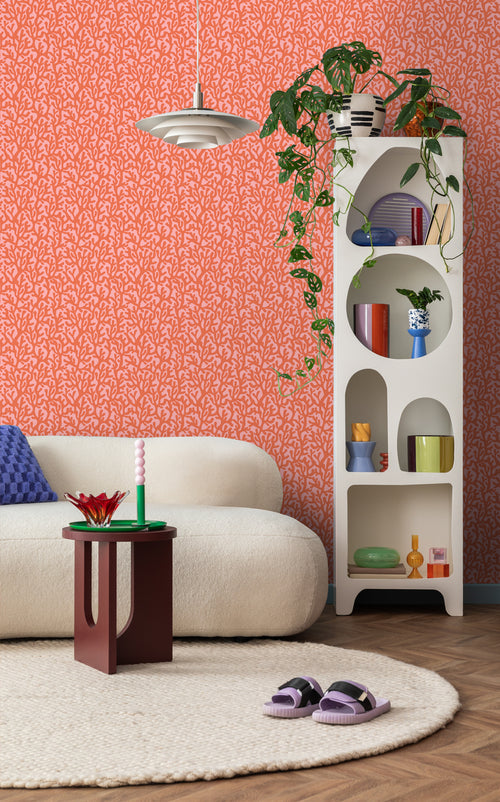 ESTAhome behang koraal oranje en roze - 50 x 900 cm - 131015