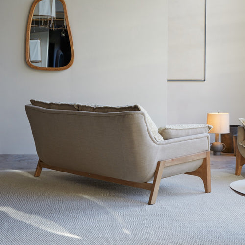 Tikamoon 2-zitsbank van massief eikenhout en linnen - Beige - vtwonen shop