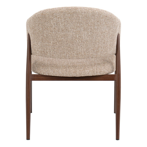 DÉJA Living Eetkamerstoel Dénia - Taupe/Walnoot Stof - Set van 2