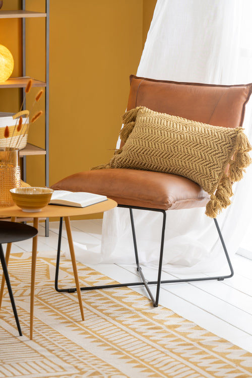 J-Line kussen Kwast Rechthoek - katoen - oker - vtwonen shop