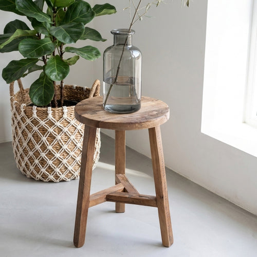 Raw Materials Farmwood houten kruk / bijzettafel - 34x34x50 cm