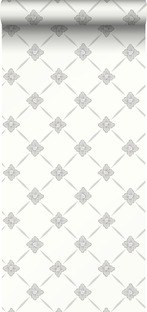 Borastapeter behang tegelmotief grijs en beige - 53 cm x 10.05 m - 660043 - vtwonen shop