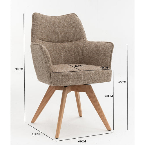 DÉJA Living Eetkamerstoel Zayn - Taupe/Naturel - Draaibaar - Set van 2 - vtwonen shop