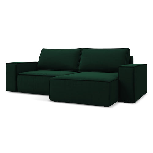 LaMiaSofa hoekbank rechts Livorno - velours - flessengroen - 257x148x82