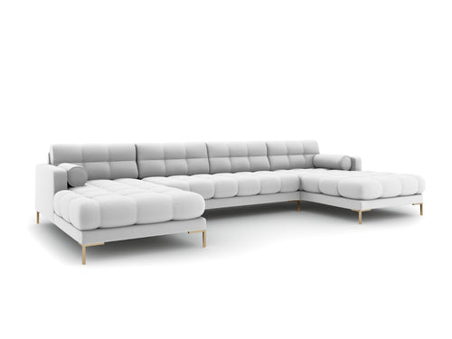 Cosmopolitan Design Panoramische bank Bali 7-zits, structurele stof, lichtgrijs - 185x383x75cm