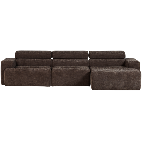 WOOOD chaise longue bank rechts Novi - Polyester - Donkerbruin Melange - vtwonen shop