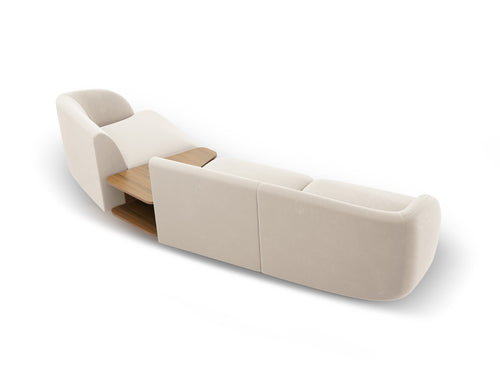 Micadoni Rechte modulaire bank Miley 3-zits, flueel, lichtbeige - 126x303x70cm