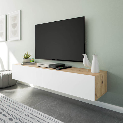 KAWAY Hangend meubel met 2 kleppen - Glanzend wit - 34,5x180x28 cm