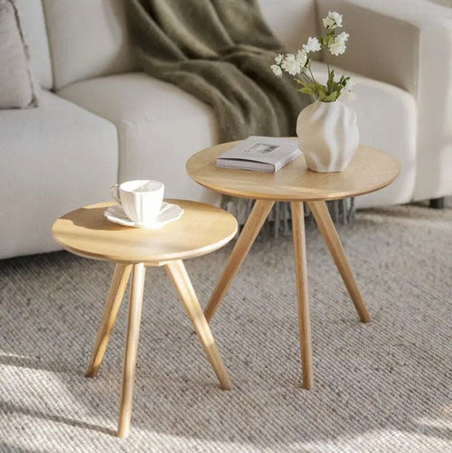 Rowico Home Yumi houten bijzettafels naturel - set van 2 - Ø 50 cm - vtwonen shop