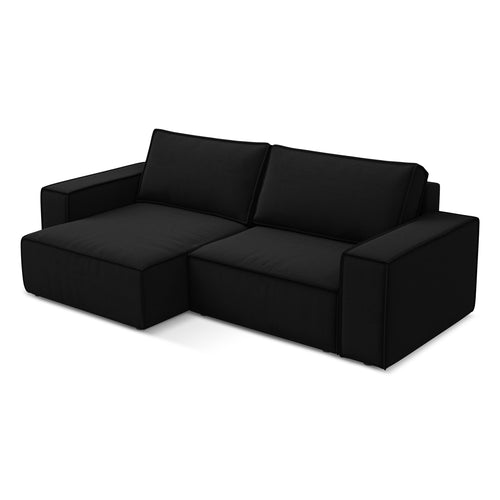 LaMiaSofa hoekbank links Livorno - velours - zwart - 257x148x82