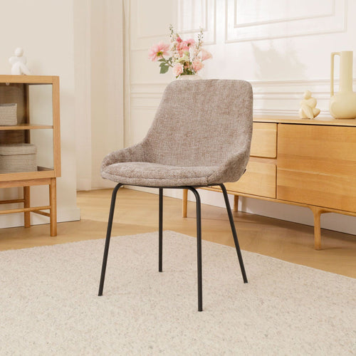 Nolon Nora-Isa Eetkamerstoel Bruin - Stof - Zwart Onderstel - vtwonen shop