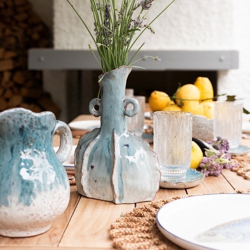 Kare Design Vaas Mina blauw met handgrepen - vtwonen shop