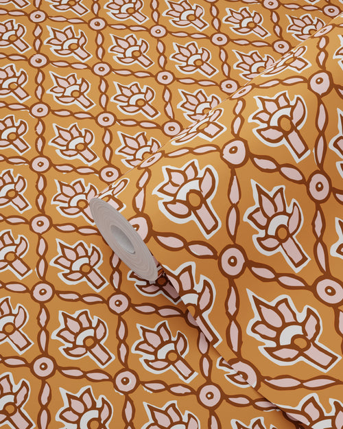 ESTAhome behang vintage bloemen oranje en roze - 50 x 900 cm - 131542 - vtwonen shop