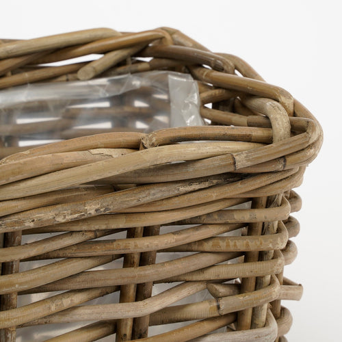 Mica Decorations Marcia Plantenmand voor Buiten - Set van 3 - L40 x B23 x H20 cm - Rotan - Grijs