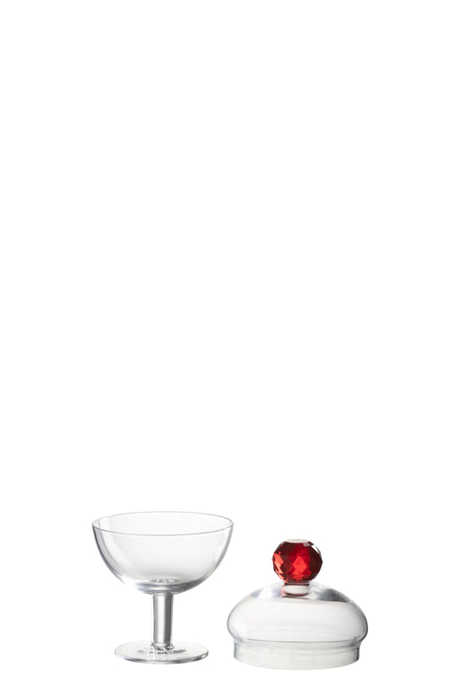 J-Line voorraadpot Diamant - kristalglas - rood/transparant - small - vtwonen shop