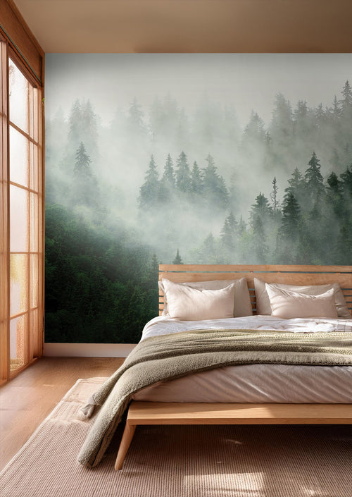Sanders & Sanders fotobehang berglandschap met bomen groen - 270 x 375 cm - 601167