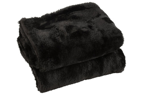 J-Line plaid Cutie - fleece deken – polyester – zwart - 180 x 130 cm
