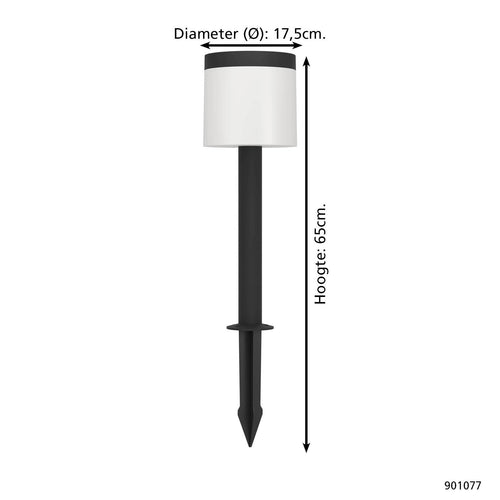 EGLO solar priklamp buiten Pantete - led - 65 cm - zwart/wit