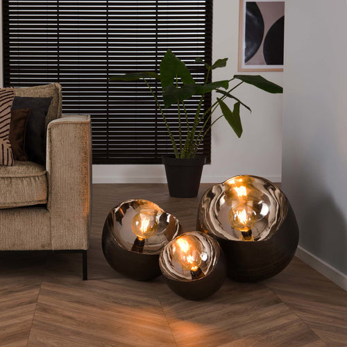 Giga Meubel Tafellamp Mirror - Zwart Metaal - 1-Lichts - 28x28x28cm - vtwonen shop