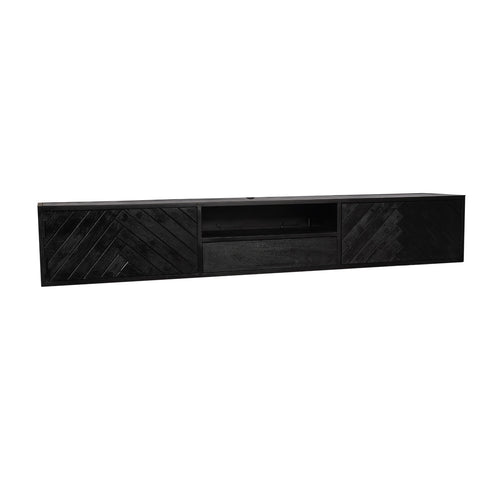StarFurn Zwevend Tv-meubel New York - Zwart Hout - 200x35x33cm