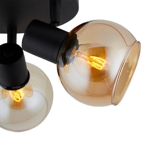 Lighto |Plafondspot zwart met goud glas | 3-lichts | Juna