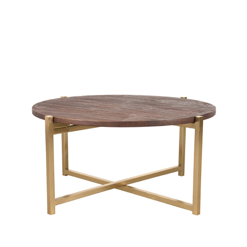 LABEL51 Salontafel Dox - Bruin/Goud - 70x70x35cm