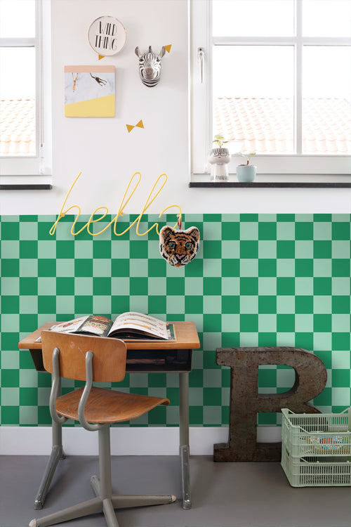 ESTAhome behang geblokt motief mintgroen en groen - 53 cm x 10.05 m - 130916 - vtwonen shop