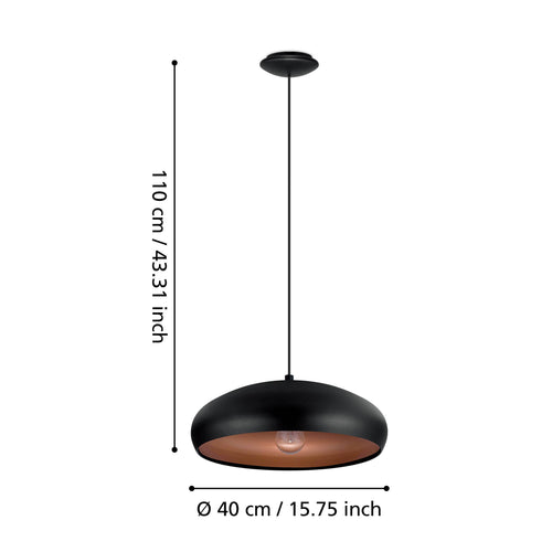 EGLO hanglamp Mogano 1 - e27 - ø 40 cm - zwart/koper - vtwonen shop