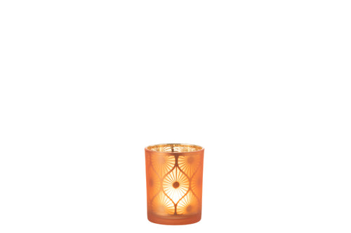 J-Line windlicht Ruit Bloemen - glas - oranje - medium - 2 stuks - vtwonen shop