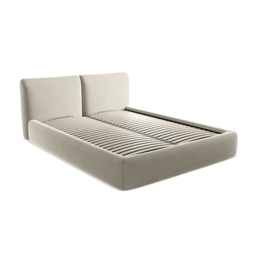 LaMiaSofa Bed met opbergruimte Milano - velours - parel - 180x228x82