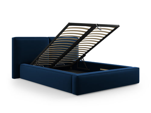 Micadoni Opbergbed met hoofdeinde Jodie 140x200cm, flueel, koningsblauw - 228x194x108cm
