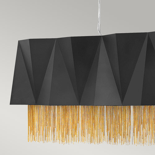 Elstead Zuma 6-lichts hanglamp, satijnzwart, goud, E27
