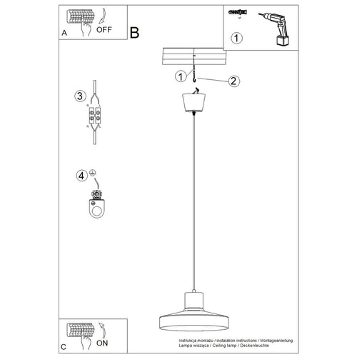 Sollux Lighting Hanglamp BILO geel - 35x35x120cm
