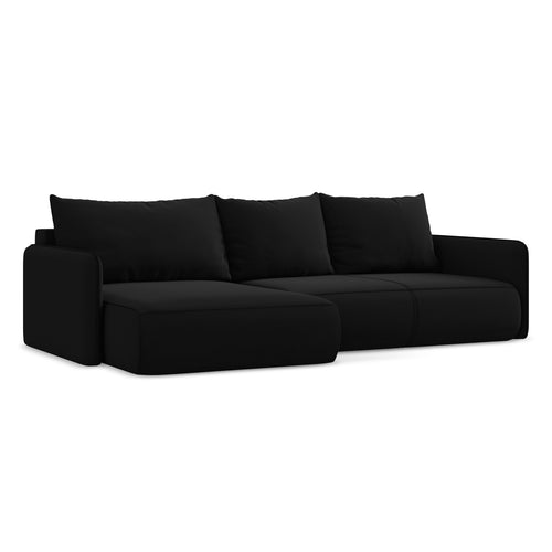 LaMiaSofa hoekbank links Palermo - velours - zwart - 240x148x86
