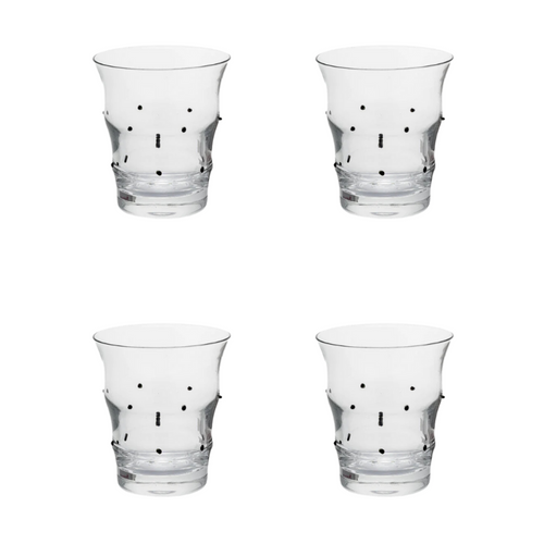 Sia Deco Waterglazen - geblazen glas - transparant en zwart - Set van 4 - H10 - vtwonen shop