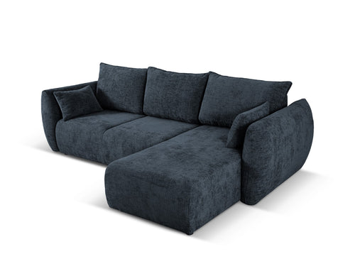 Cosmopolitan Design Converteerbare hoekbank rechts met opbergdoos Matera 4-zits, chenille, koningsblauw - 173x253x86cm