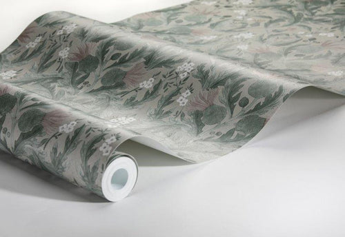Borastapeter behang vintage bloemen in art nouveau stijl vergrijsd groen - 53 cm x 10.05 m - 660408