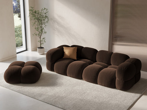 Cosmopolitan Design Poef Loretto flueel chocolade - 90x90x40cm