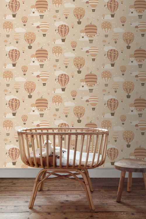 ESTAhome behang luchtballonnen beige en terracotta - 53 cm x 10.05 m - 139801