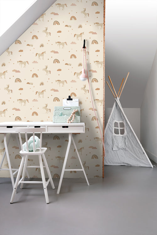 ESTAhome behang unicorns beige en terracotta - 50 x 900 cm - 131460