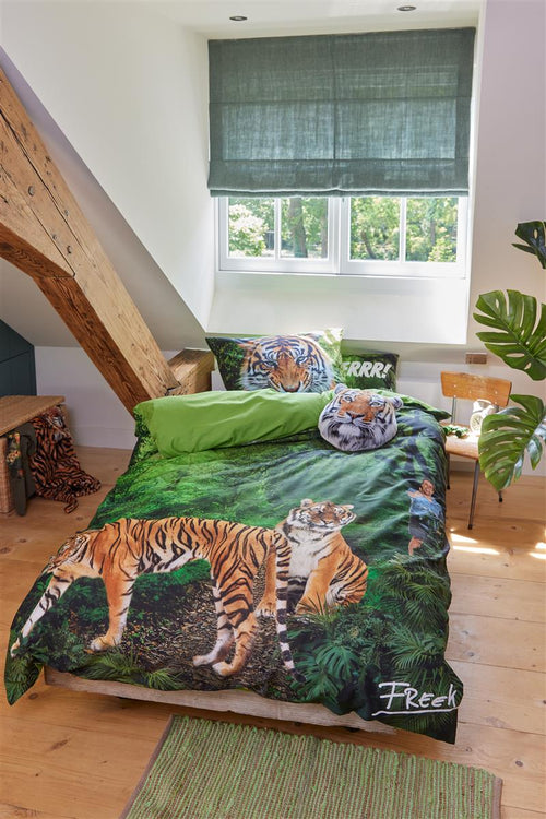 FREEK VONK dekbedovertrek Tandige Tijgers - 140x200 cm - groen - vtwonen shop