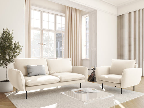 Cosmopolitan Design Bank Vienna 2-zits, flueel, lichtbeige - 92x160x95cm